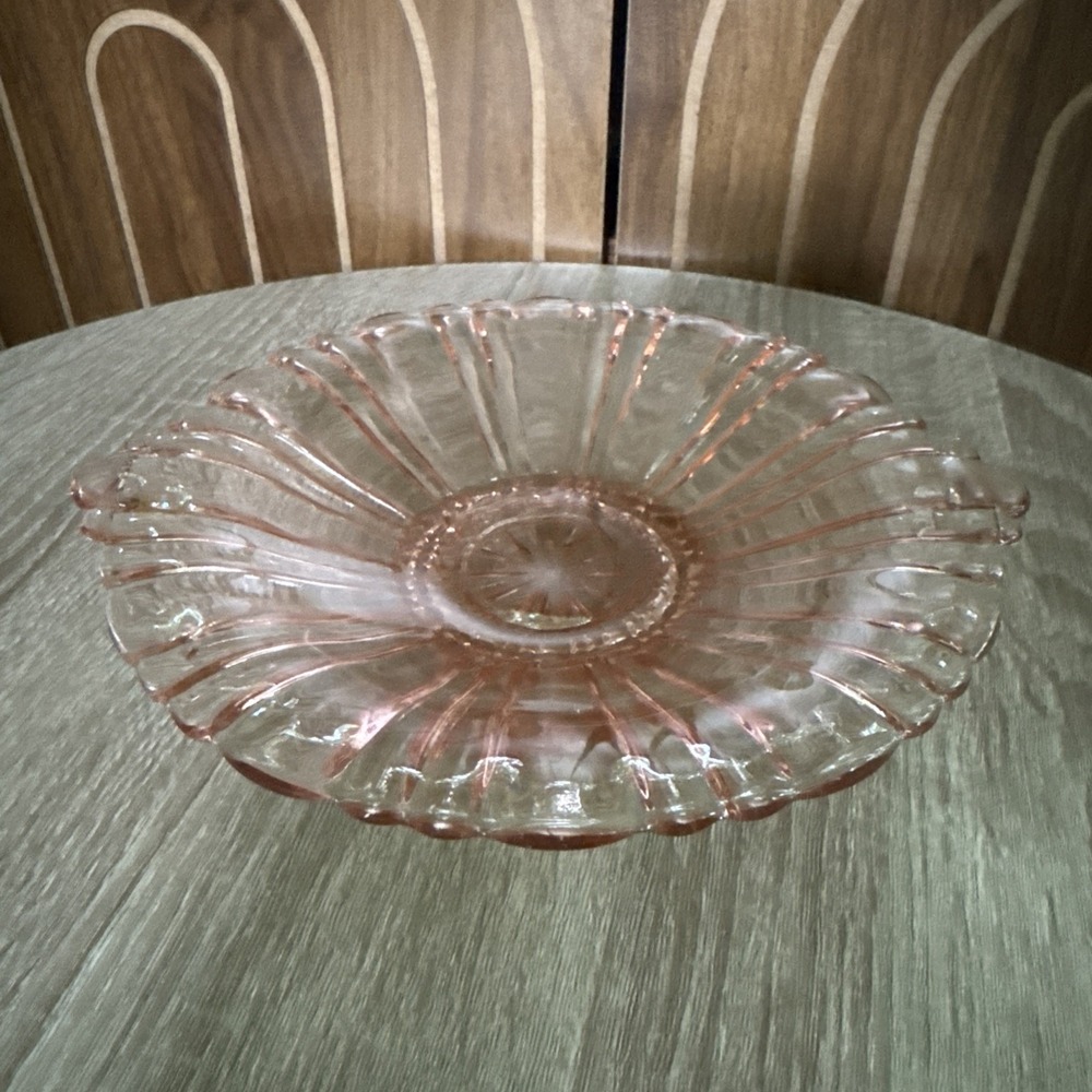 Hocking Glass Co. Pink Depression Old Cafe Bowl Nut Mint Dish Closed Handles 9"